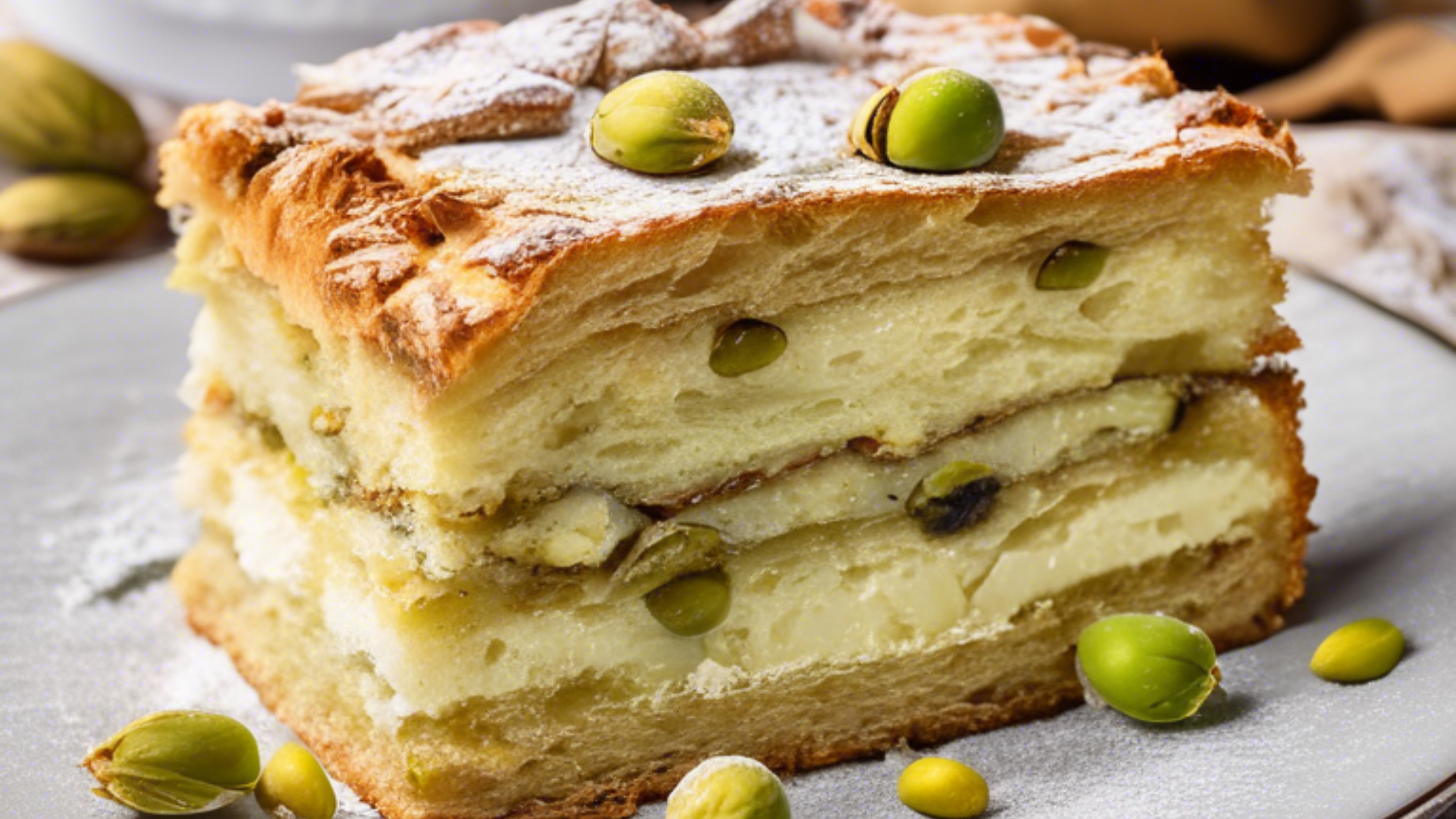 torta di pane e crema di pistacchio di stigliano